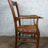 Art Deco wood and straw armchair