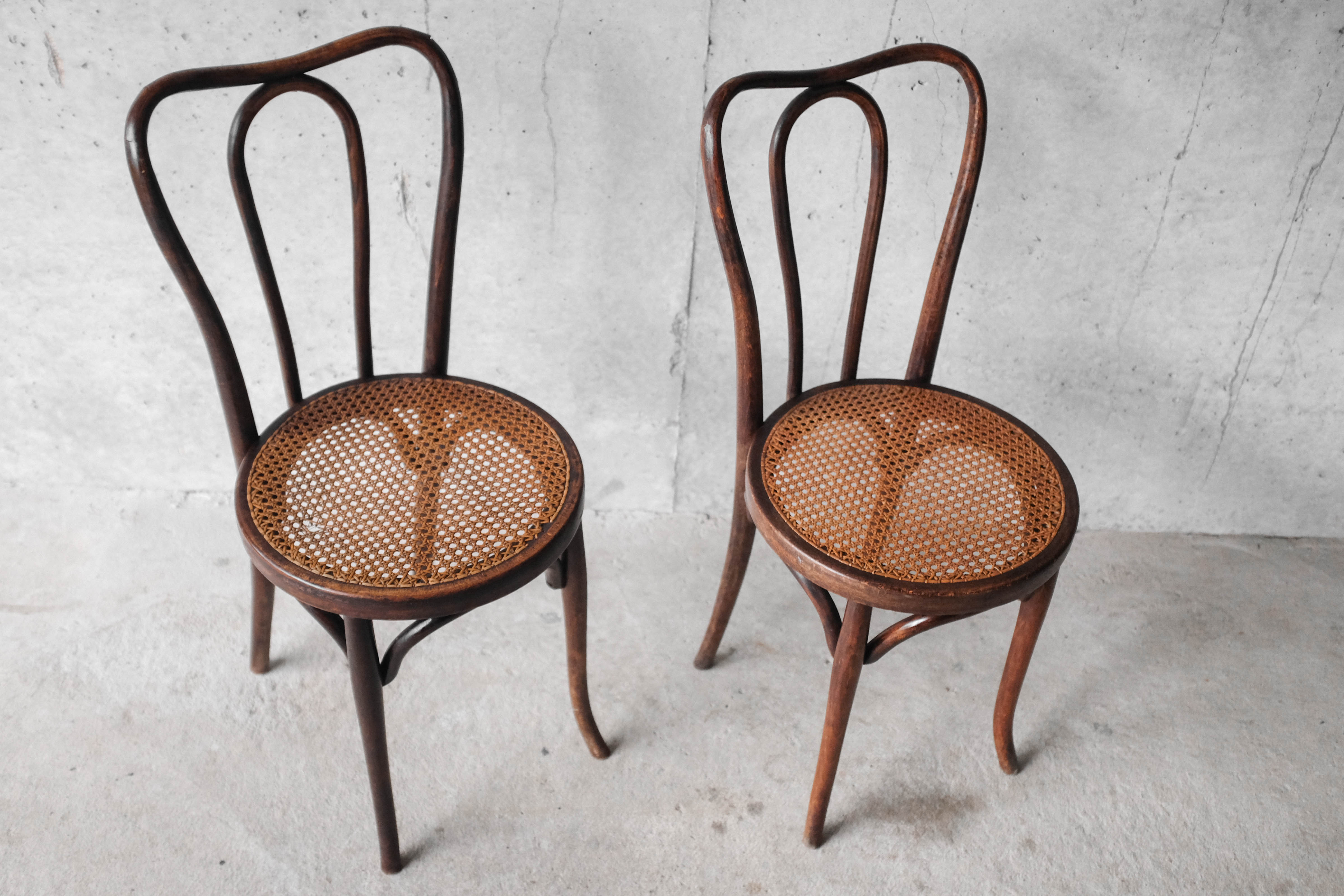 Pair of Bistro chairs cannate by Walter Baumann early 1900 's