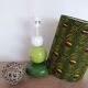 Green totem lamp, vintage afro-pop psychedelic lampshade.