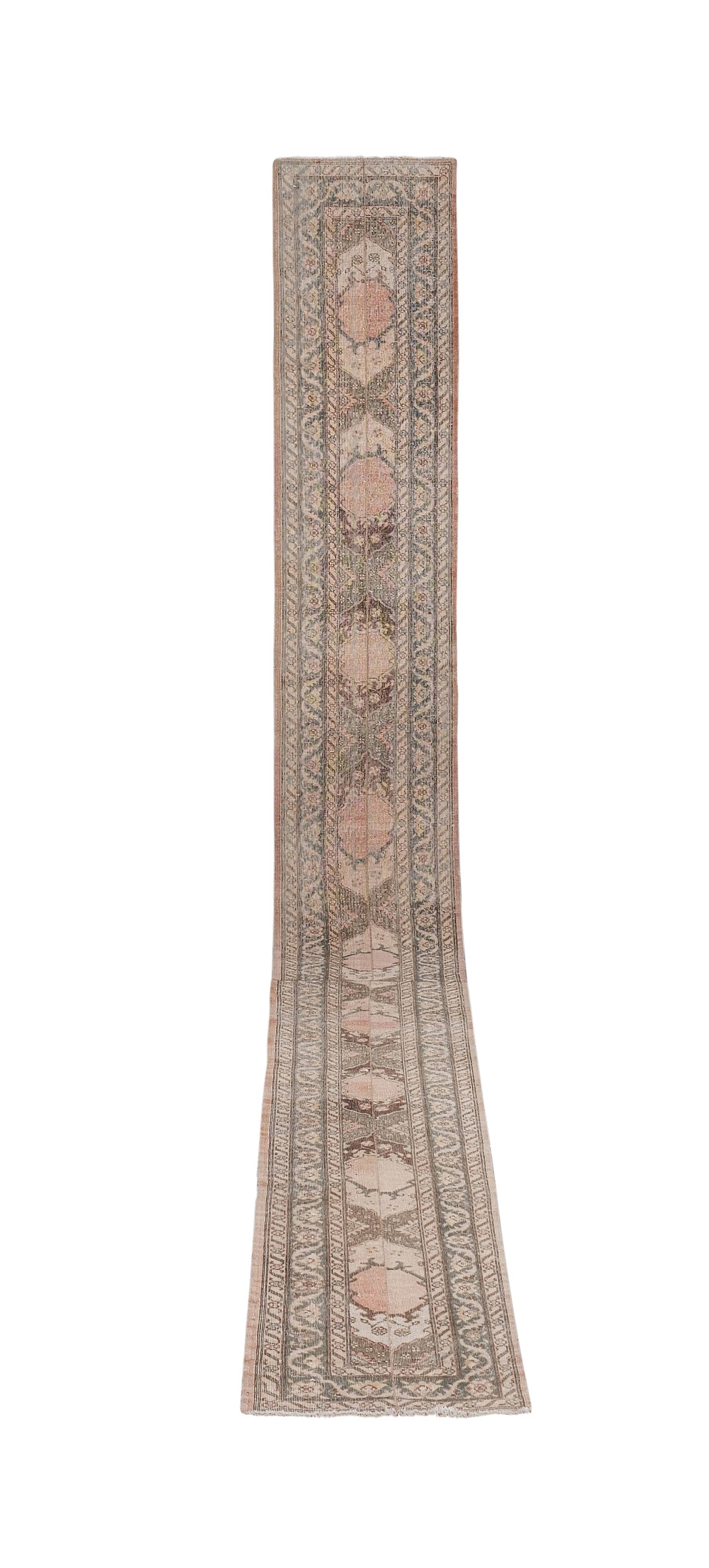 Vintage Turkish Oushak Rug Handwoven 70x673 cm