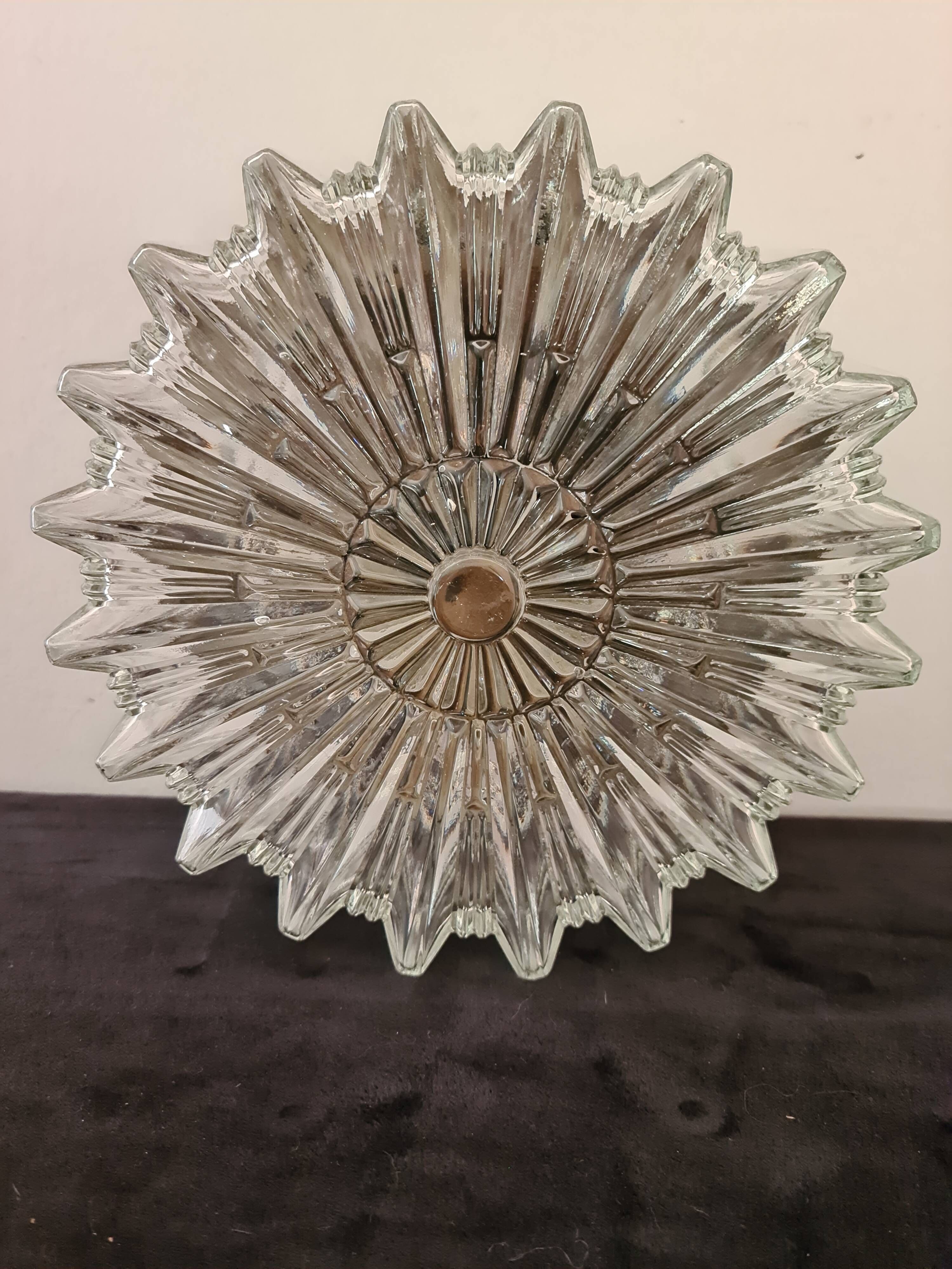 Round ceiling lamp with glass cup 40s/50's