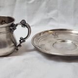 Solid silver cup (and saucer) late 19th century minerve
