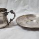 Solid silver cup (and saucer) late 19th century minerve