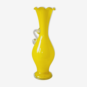 Small yellow blown glass vase