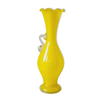 Petit vase verre soufflé jaune