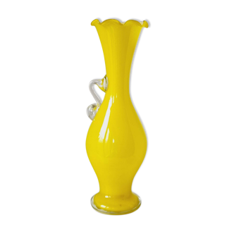 Small yellow blown glass vase