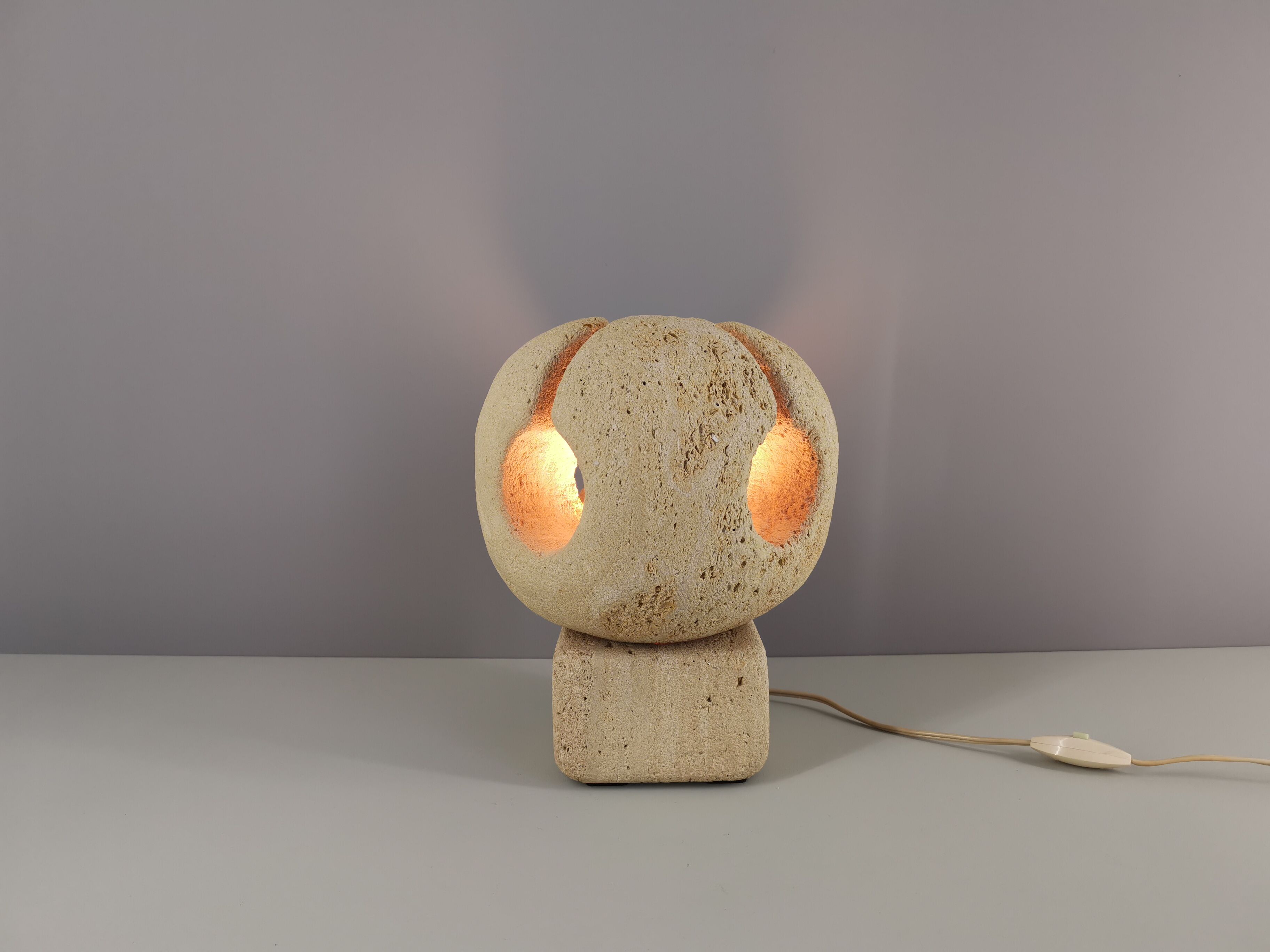 French white stone sculpture lamp, 60s