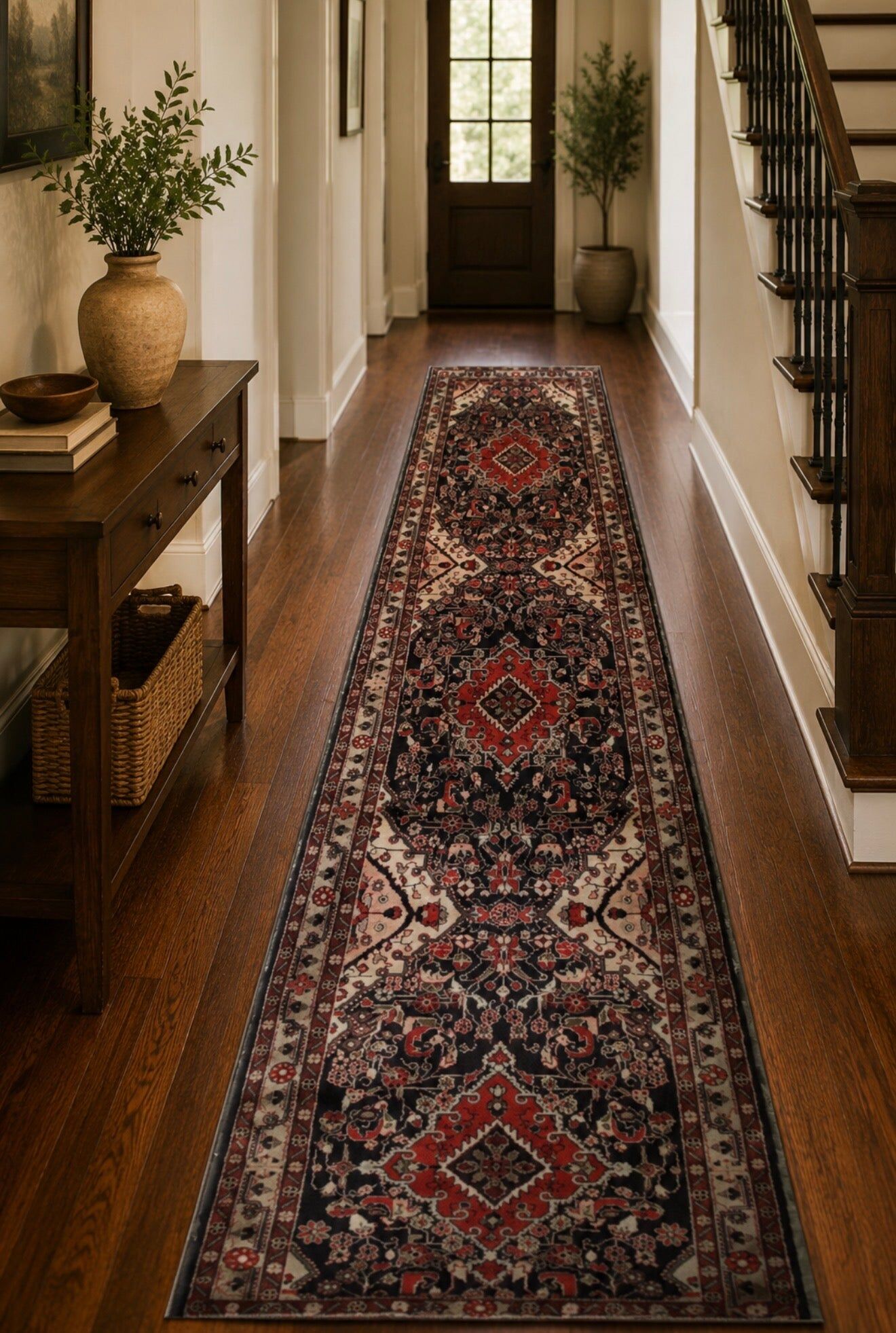 Handmade Oriental Wool Runner, Long Stair Runner Rustic Medallion Carpet