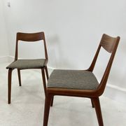 Chaises de salle à manger en teck Boomerang par A.E. Christensen, ensemble de 2.