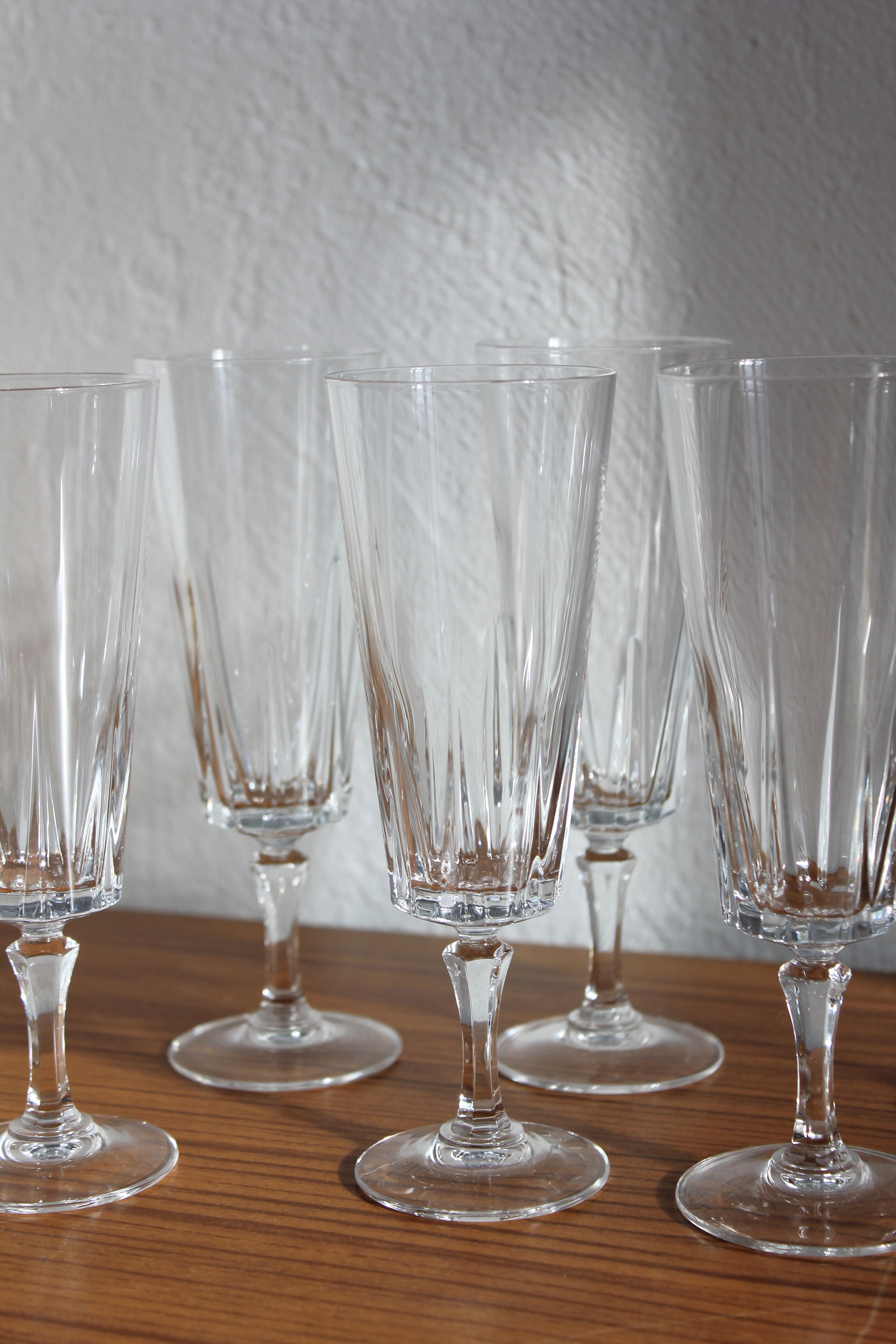 6 flûtes à champagne vintage en cristal d'Arques modèle "Versailles"