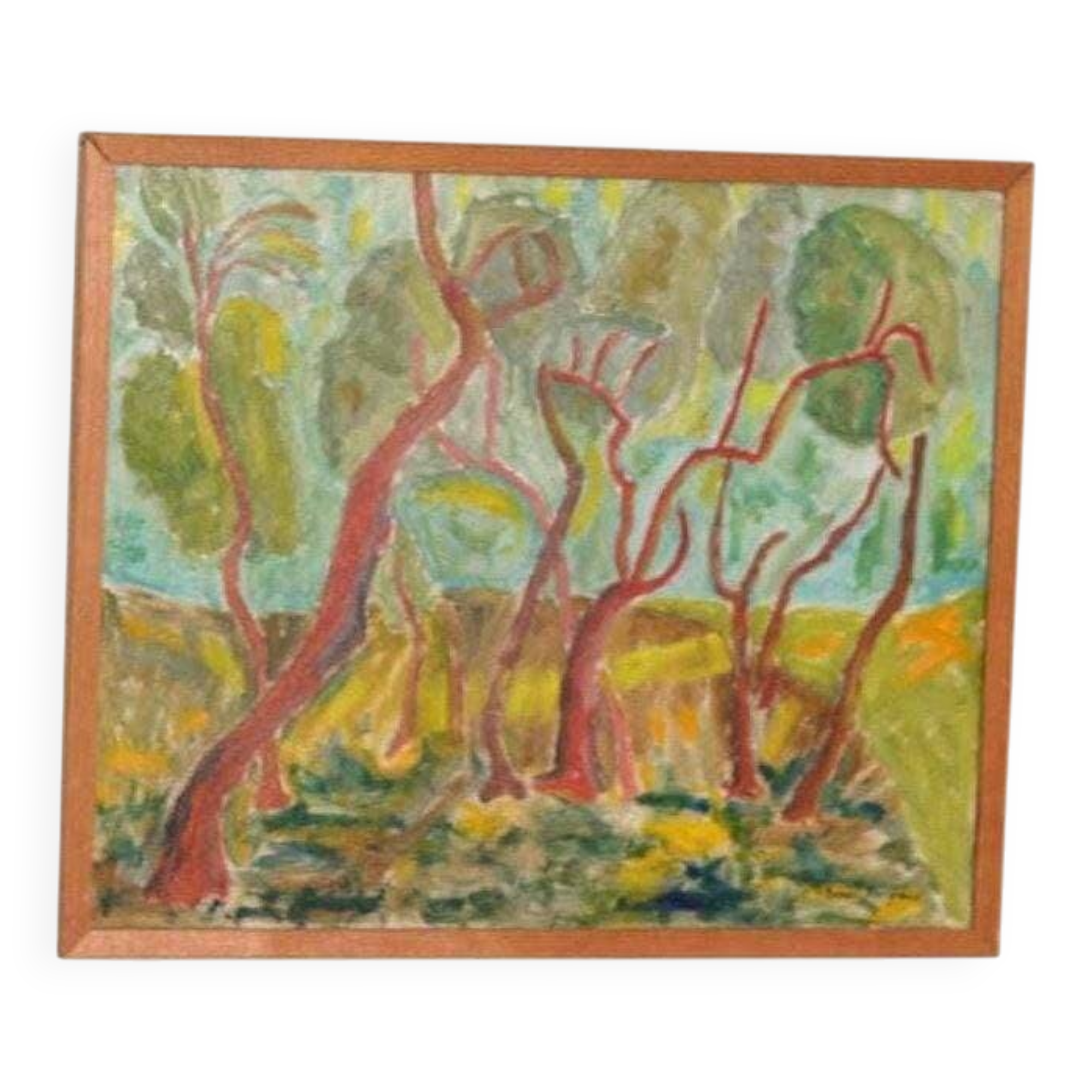 Original Swedish Oil on Panel – “Wavy Trees” by Bertil Almgren