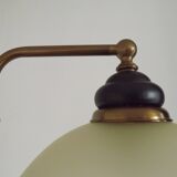 French Mid Century Bronze Effect Metal Double Billiard Light Glass Shades