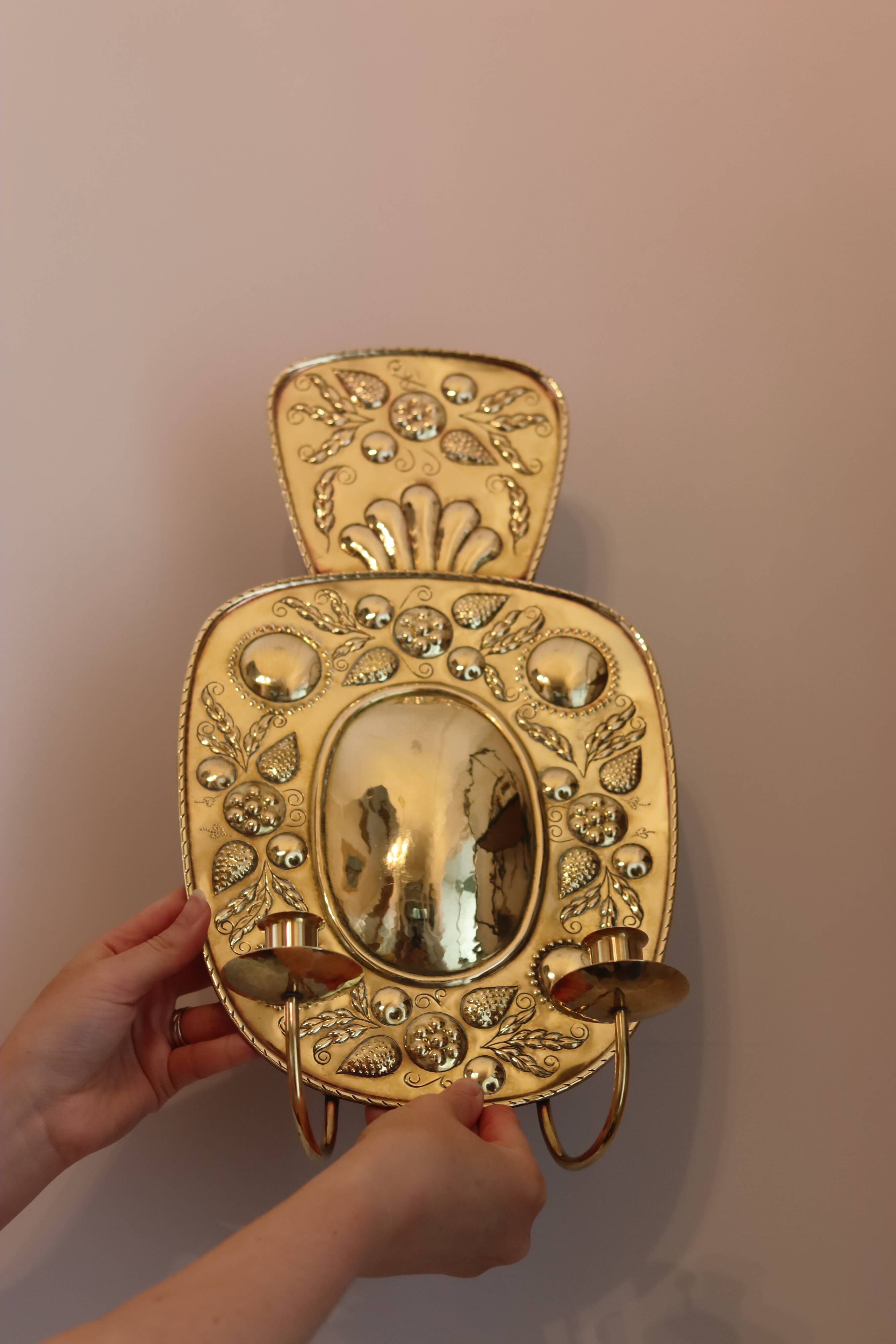 Mid Century Swedish Brass Sconce