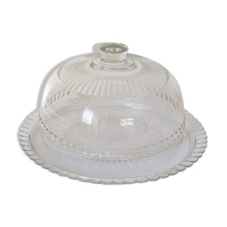 Assiette de présentation et cloche en verre arcoroc