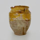 Magnifique pot à confit jaune vernissé, sud ouest de la France. XIXème
