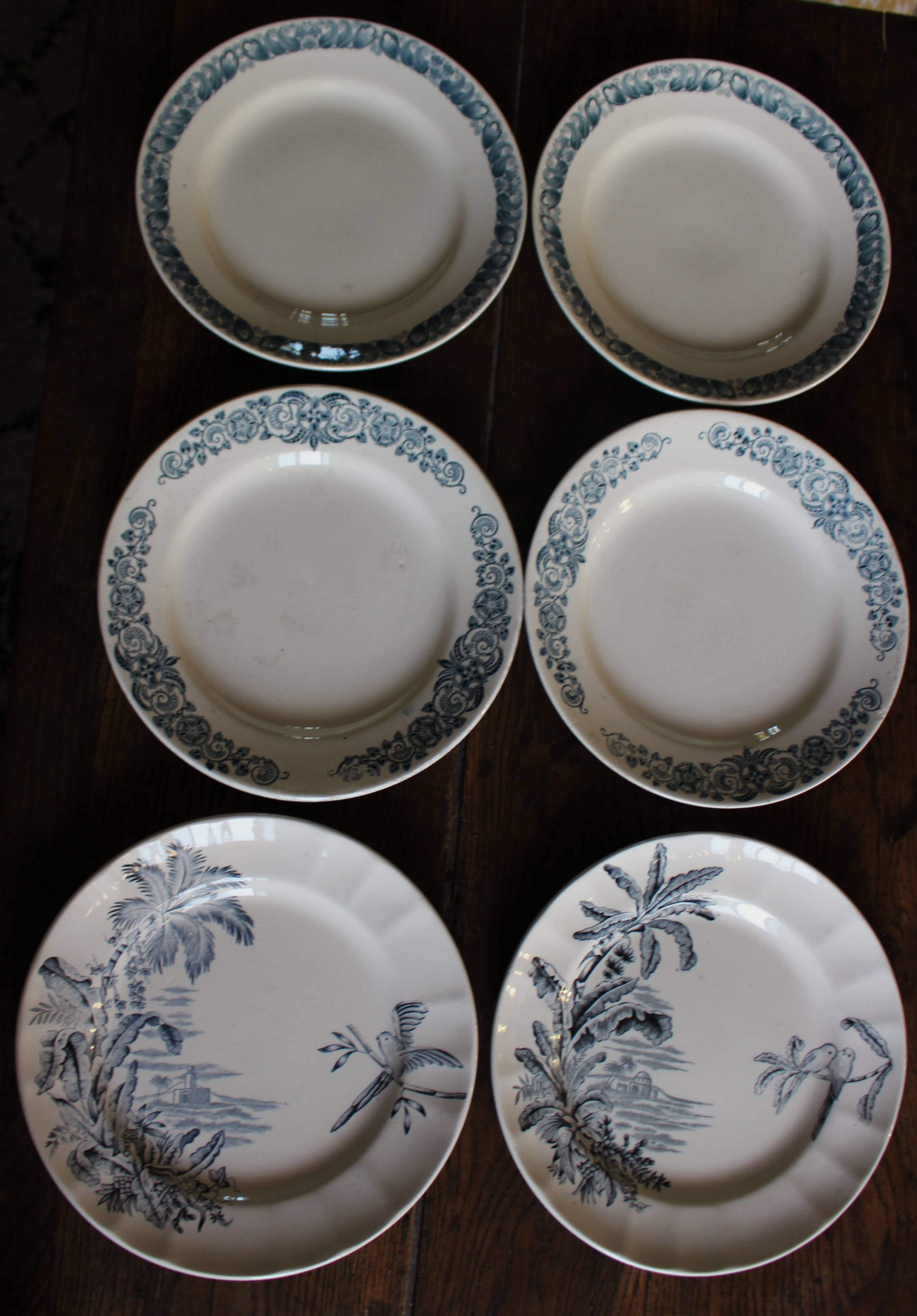 6 Terre de Fer blue Marcel Alésia Exotic Longchamp plates