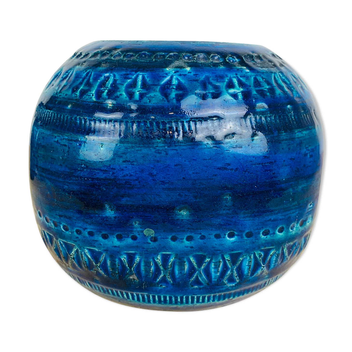 Ball vase Aldo Londi Rimini Blue for Bitossi
