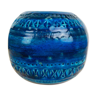 Vase boule Aldo Londi Rimini bleu pour Bitossi