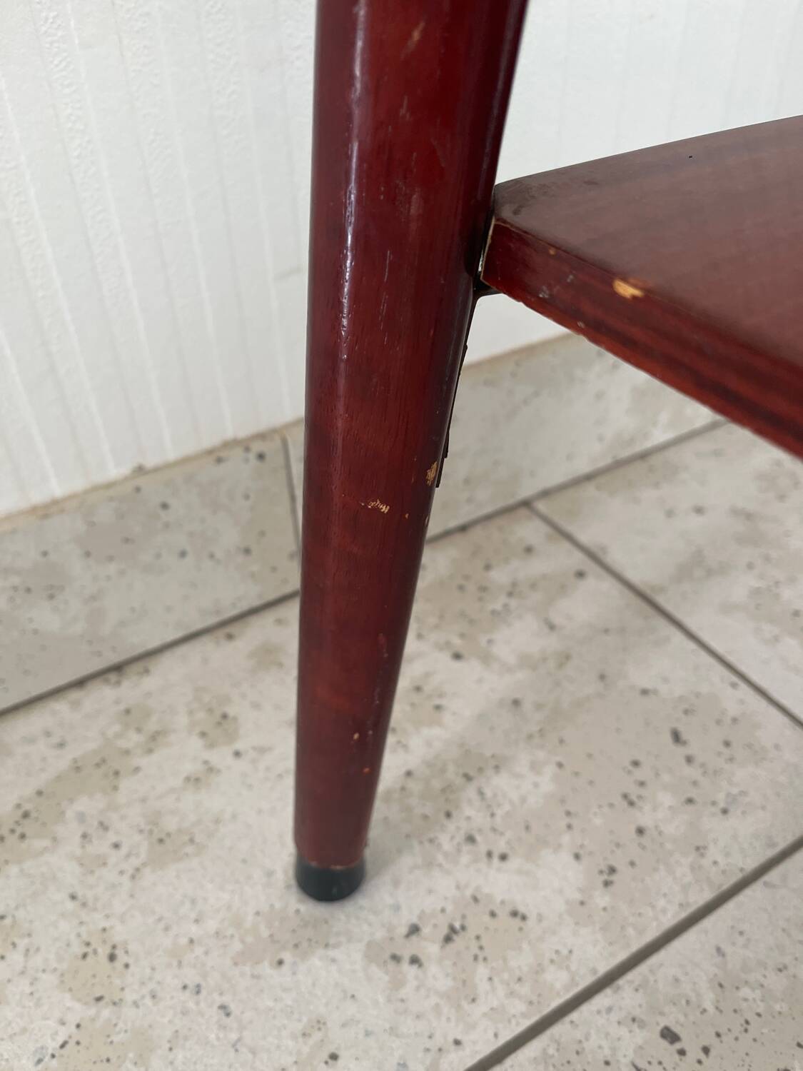 Vintage serving trolley in varnished wood from the 60s