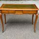 Louis XV style flat desk in solid cherry wood with pull-out extensions and leather top 19