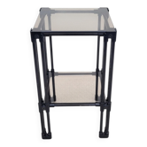 Sellette table d’appoint étagère verre fumé noire