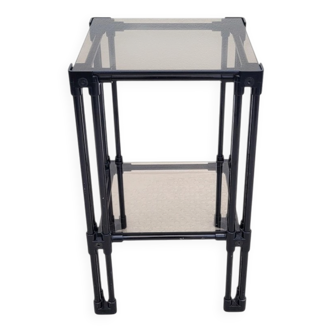 Sellette table d’appoint étagère verre fumé noire