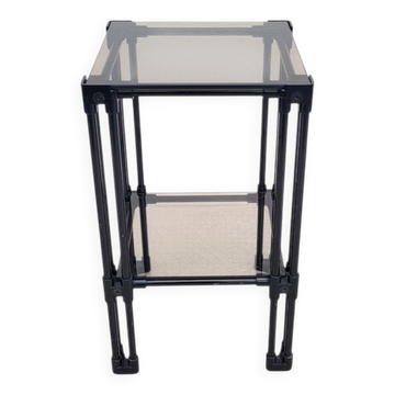 Sellette table d’appoint étagère verre fumé noire