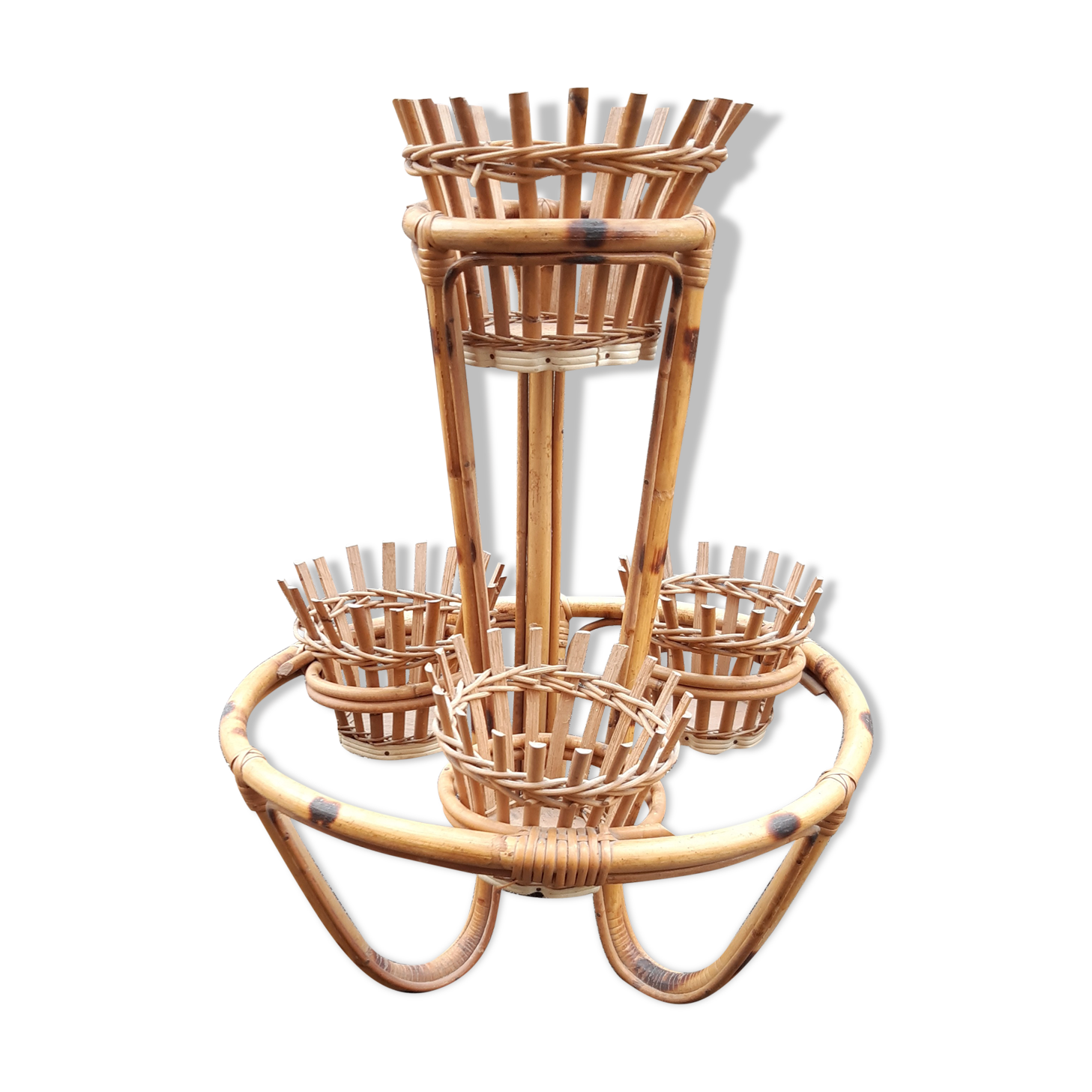 Rattan plant holder 1960