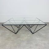 Pyramidal steel wire and glass coffee table