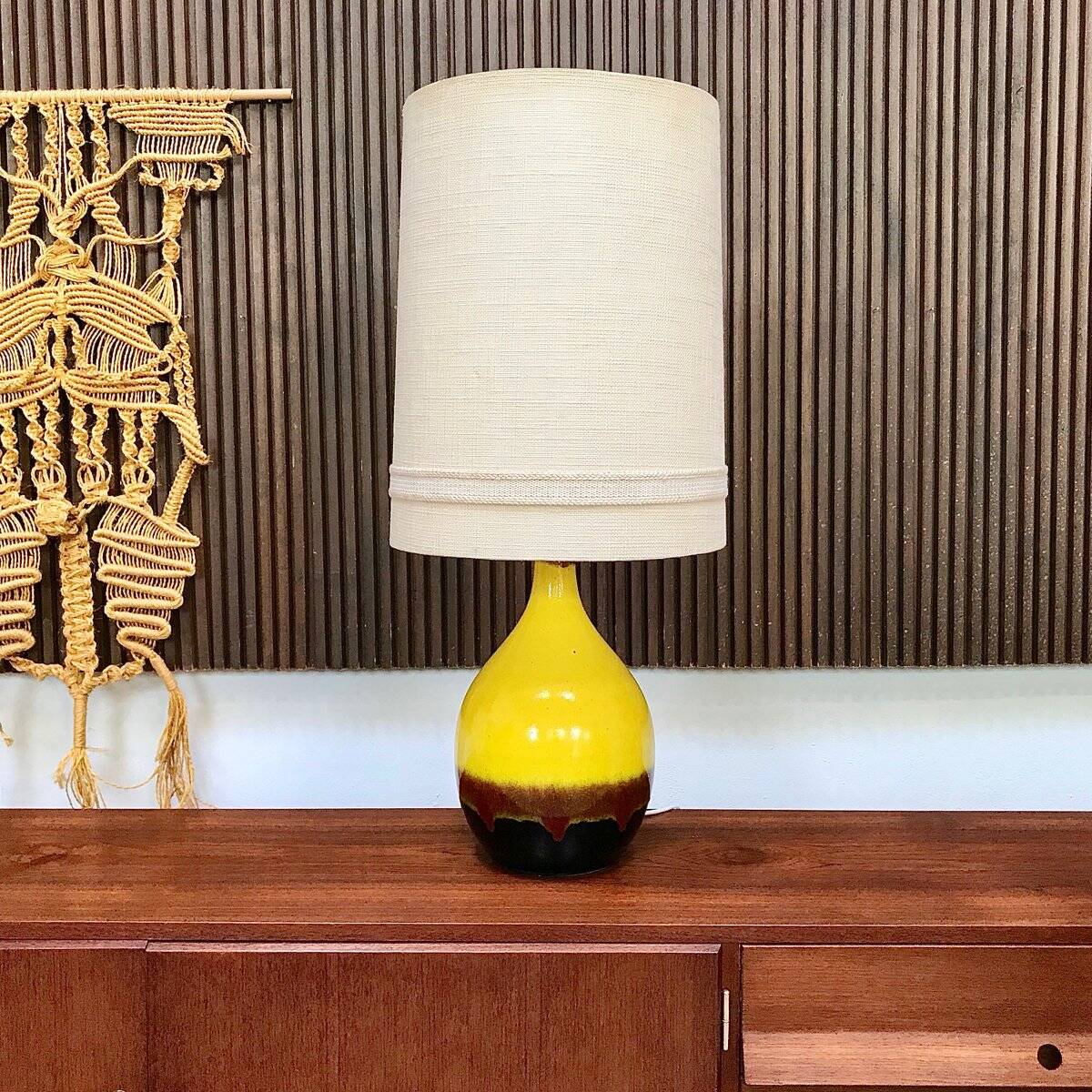 Large glazed ceramic art table lamp from Aro, West-Germany, 1960s