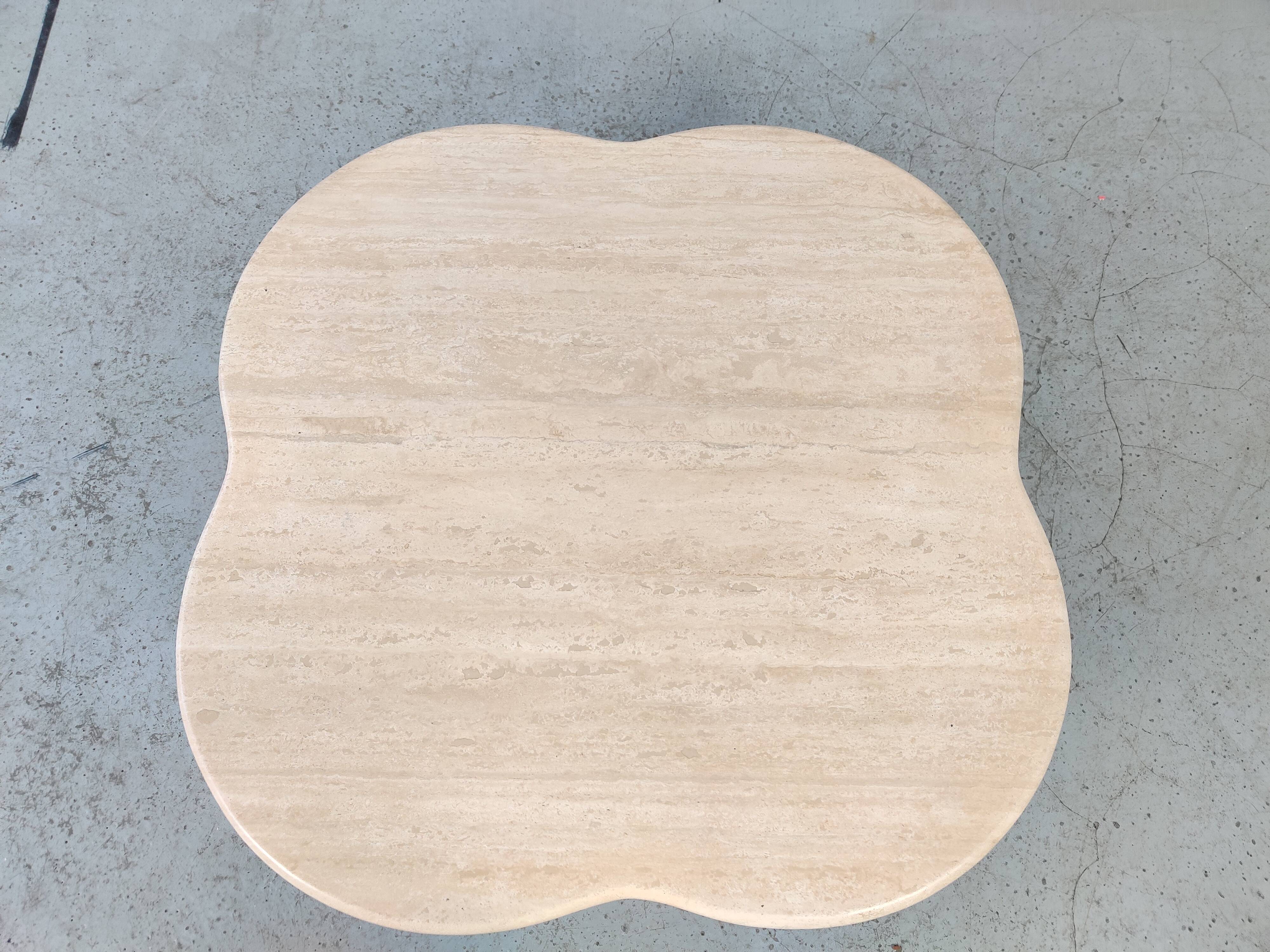 Vintage "cloud" coffee table in travertine, 80s