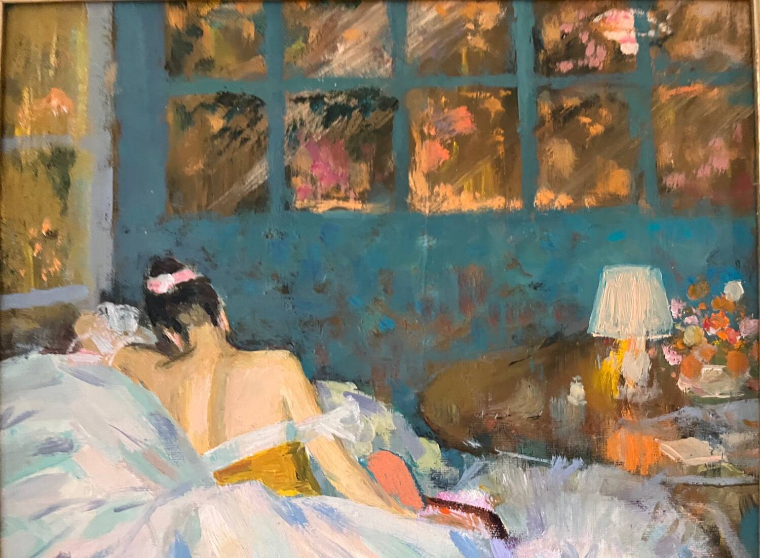 Le repos, huile sur toile marouflée sur carton signée Dassimov