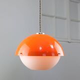 Space Age Italian Orange Plexiglass Pendant Lamp, 1970s