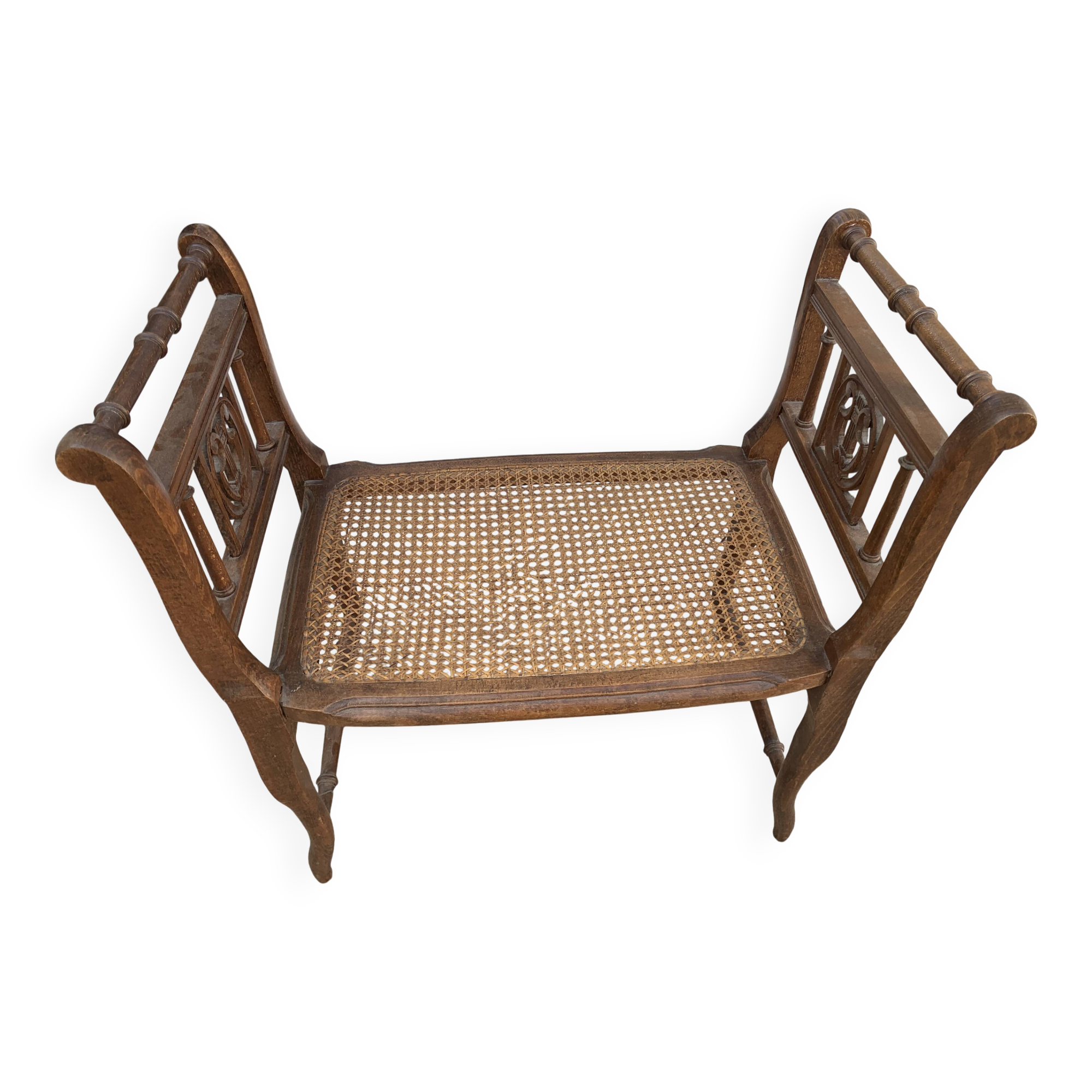 Banc ancien assise cannage