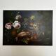 Painting, still life roses, grapes and game