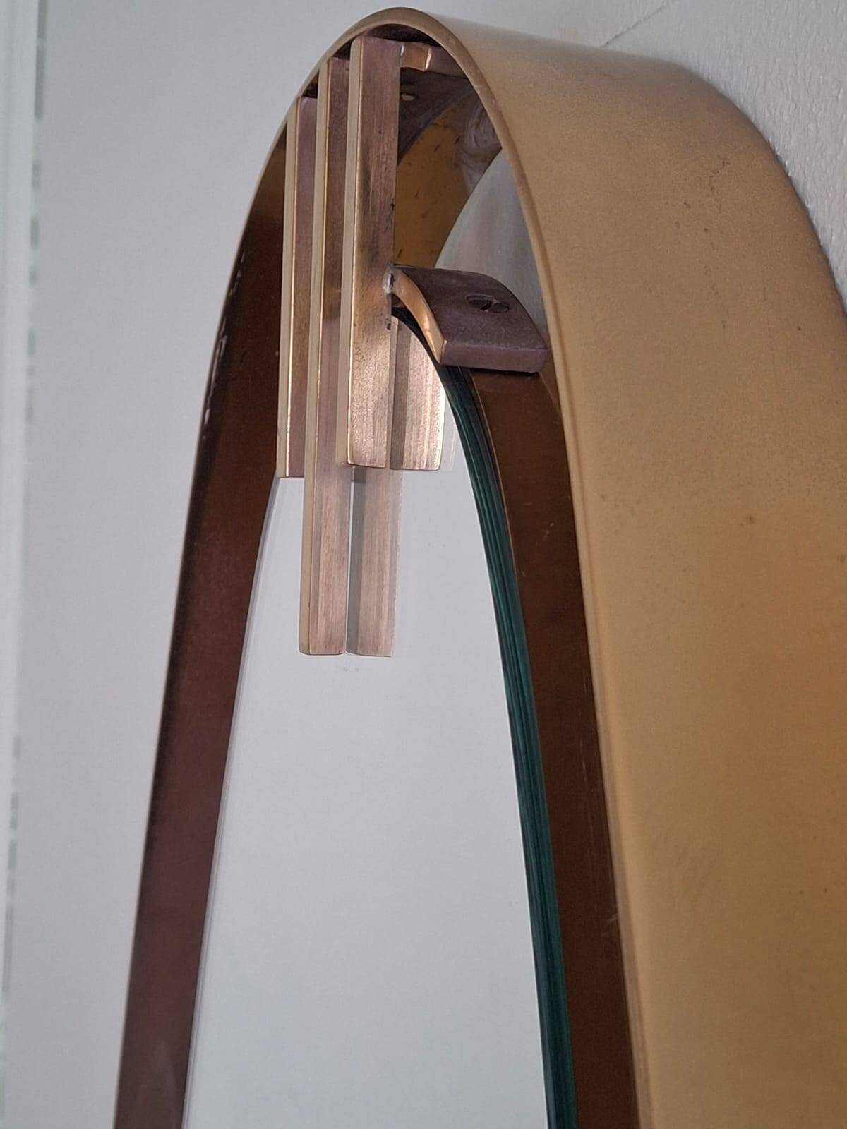 1960s Oval Wall Mirror with Brass Frame by Sant’Ambrogio De Berti