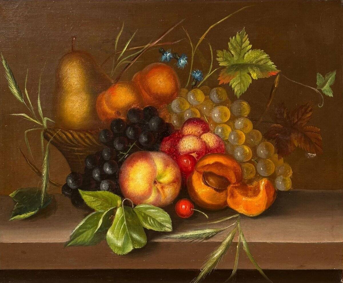 French school of the 19th century. Still lifes with fruits.