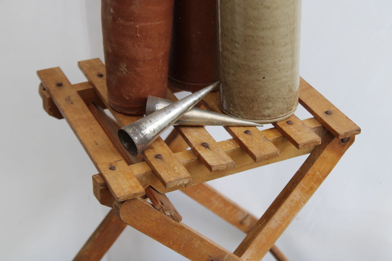 Folding wooden stool