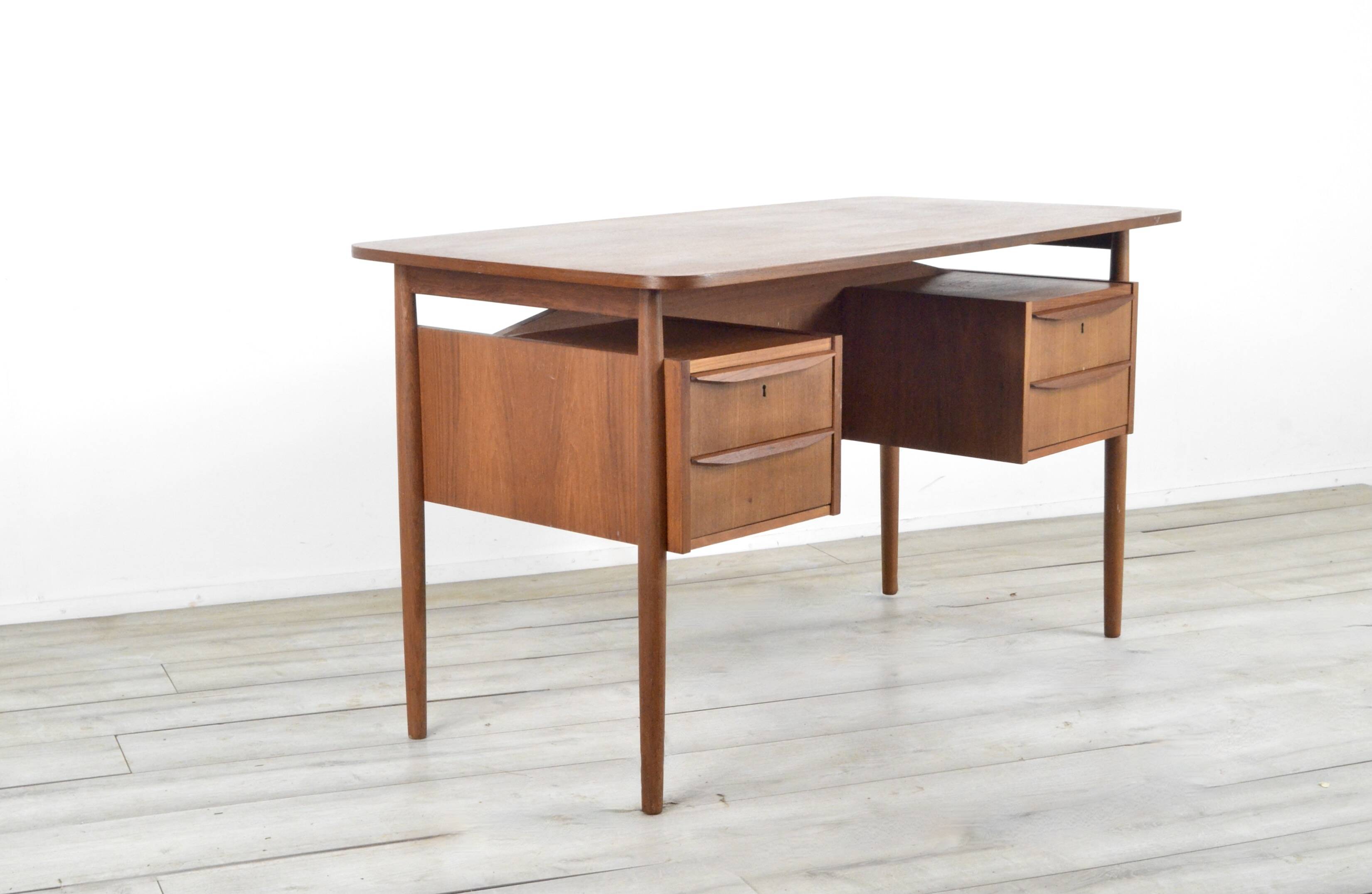 Midcentury Danish Teak Desk By Gunnar Nielsen For Tibergaard.