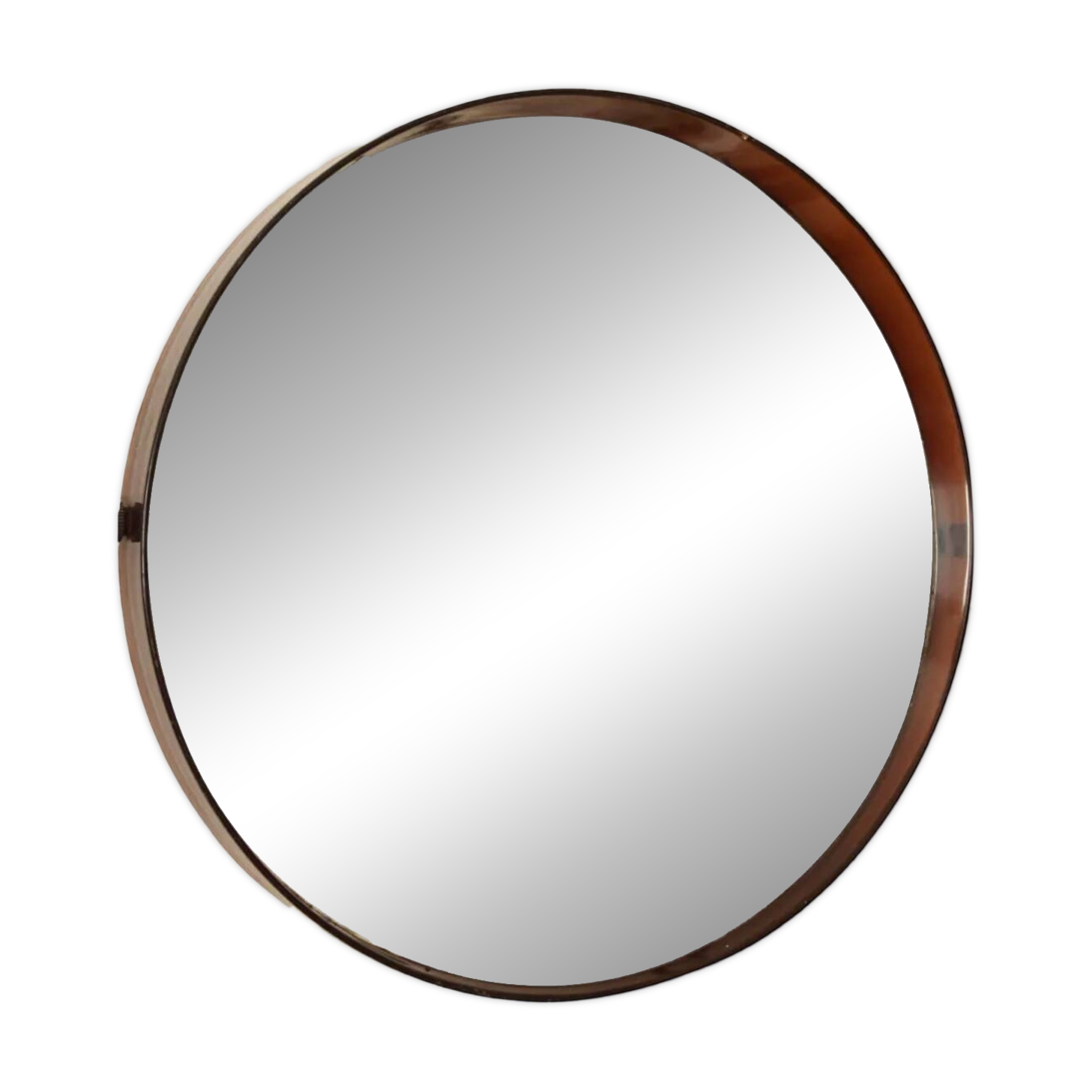 50 cm - Large round vintage wall mirror in smoked Plexiglas - 1960s-70s