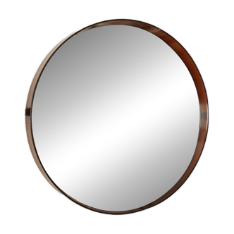 50 cm - Grand miroir mural rond vintage en Plexiglas  fumé - Années 60-70