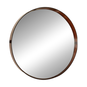 50 cm - Grand miroir mural rond vintage en Plexiglas  fumé - Années 60-70