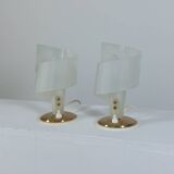 Pair of vintage mid century spiral decor table bedside lamps geru