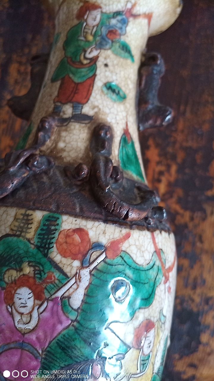 Pair of ceramic vases from China - cartridge at the base - antique work