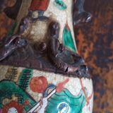 Pair of ceramic vases from China - cartridge at the base - antique work