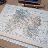 Map of the Marne, 1889. Authentic Vintage.