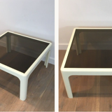 Pair of white lacquered fiberglass sofa ends