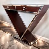 Console design 20th century, 2 drawers, walnut.