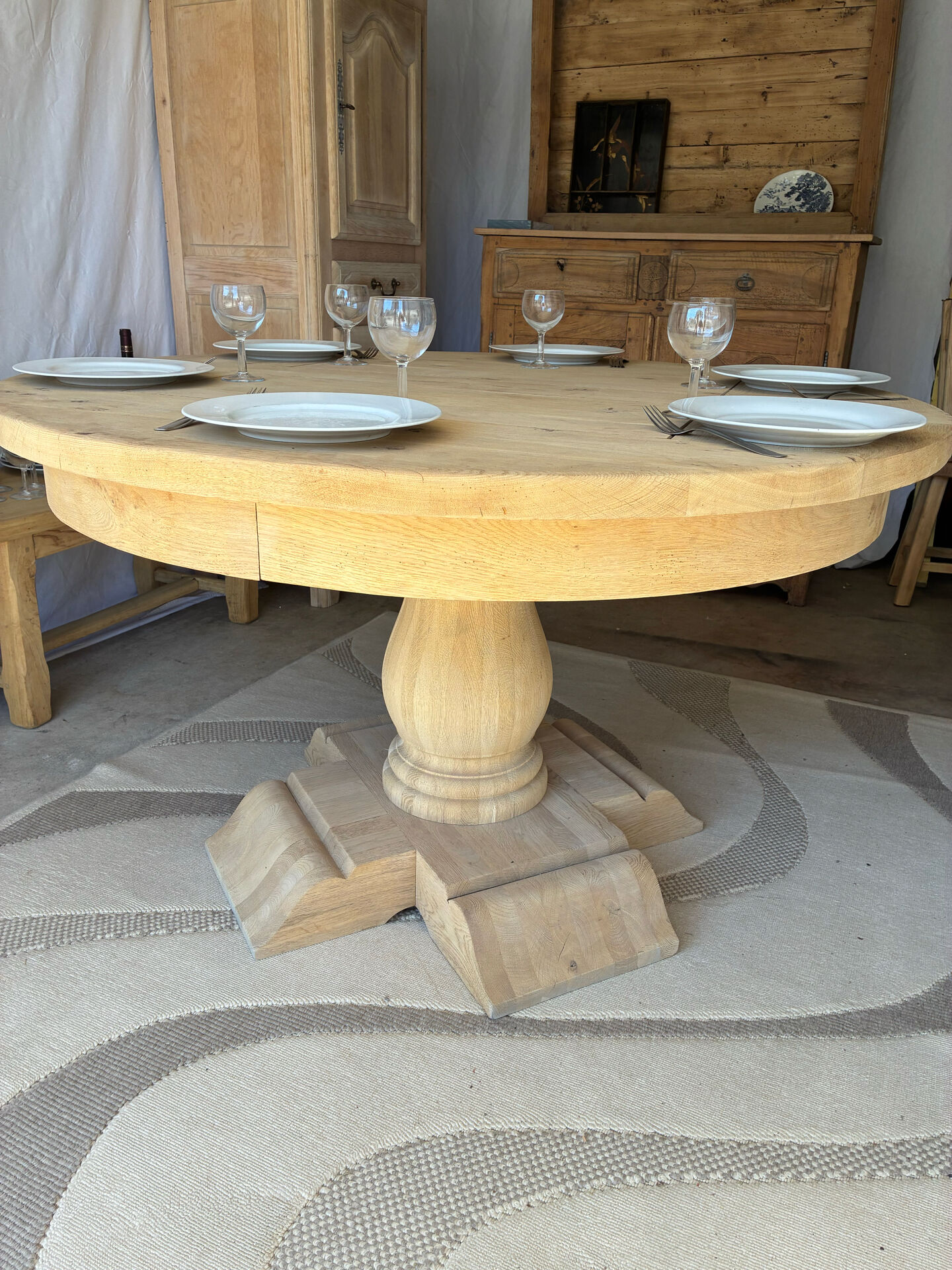 Solid oak farmhouse table with extensions