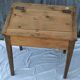 former schoolboy desk with felling and his porcelain inkwell